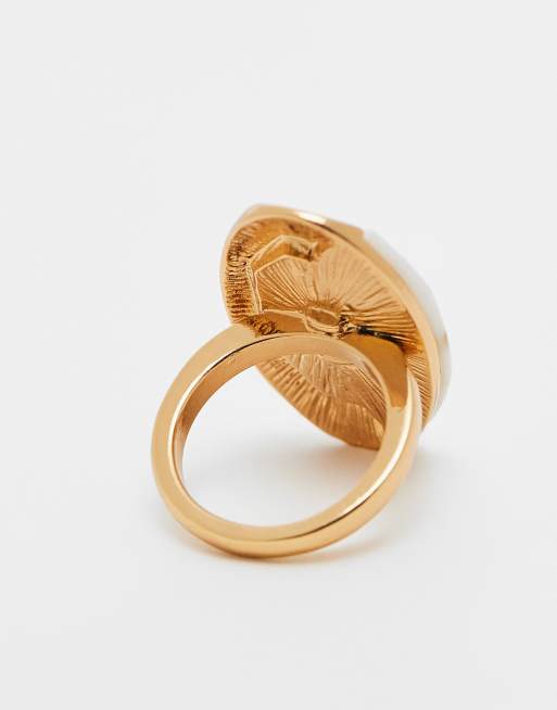 ASOS DESIGN Limited Edition 14k gold plated ring with marbled resin, 2 of 3