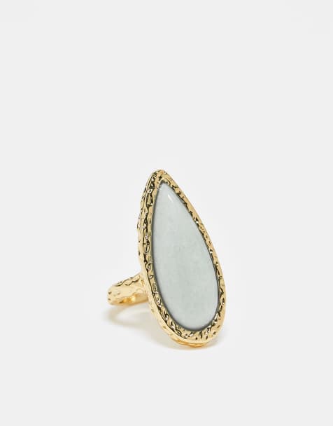 ASOS DESIGN Limited Edition 14k gold plated ring with semi precious stone - view 1