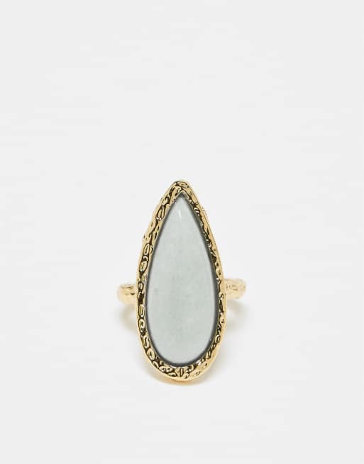 ASOS DESIGN Limited Edition 14k gold plated ring with semi precious stone, 3 of 4