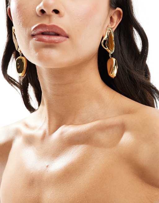 ASOS DESIGN - Limited Edition - 14k vergulde oorhangers met abstract tijgeroogontwerp, 2 van 4