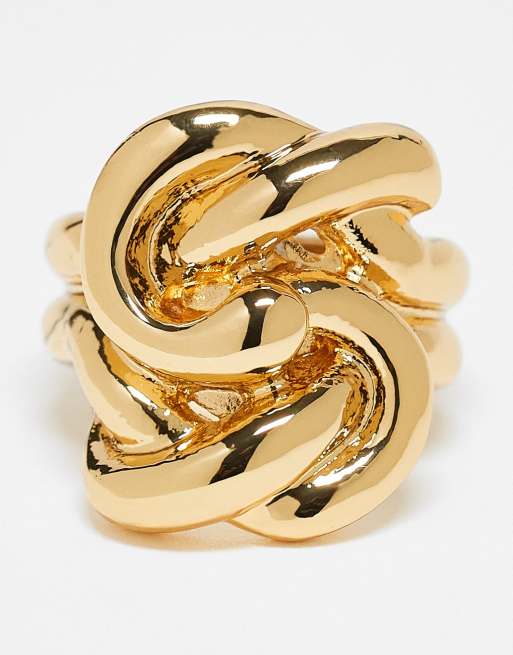 ASOS DESIGN - Limited Edition - 14k vergulde ring met geborsteld geknoopt ontwerp in goudkleur, 3 van 4