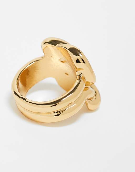 ASOS DESIGN - Limited Edition - 14k vergulde ring met geborsteld geknoopt ontwerp in goudkleur, 4 van 4