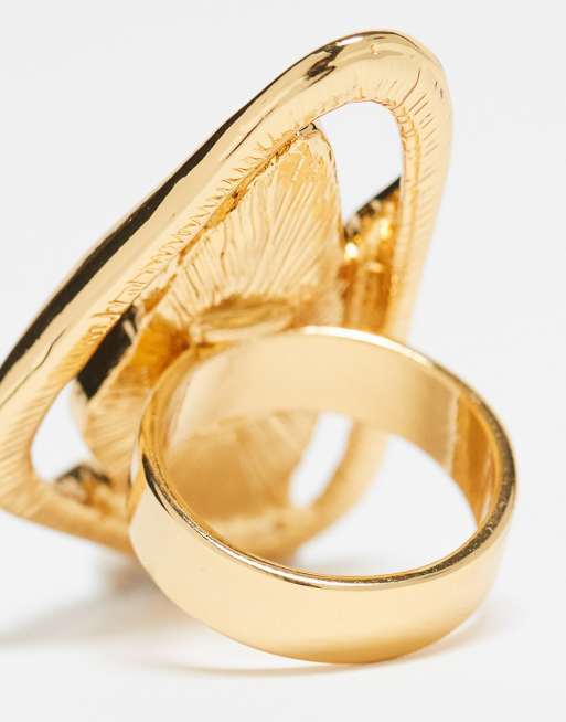 ASOS DESIGN - Limited Edition - 14k vergulde ring met gesmolten ontwerp en halfedelsteen van echt tijgeroog, 3 van 4