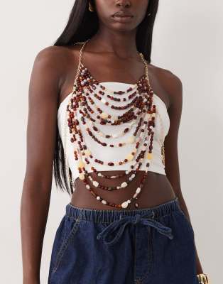 Asos Design Limited Edition Beaded Body Chain In Multi