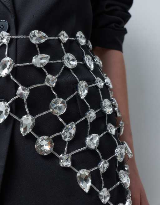 ASOS DESIGN Limited Edition belly chain with crystal embellishment in silver tone, 2 of 4
