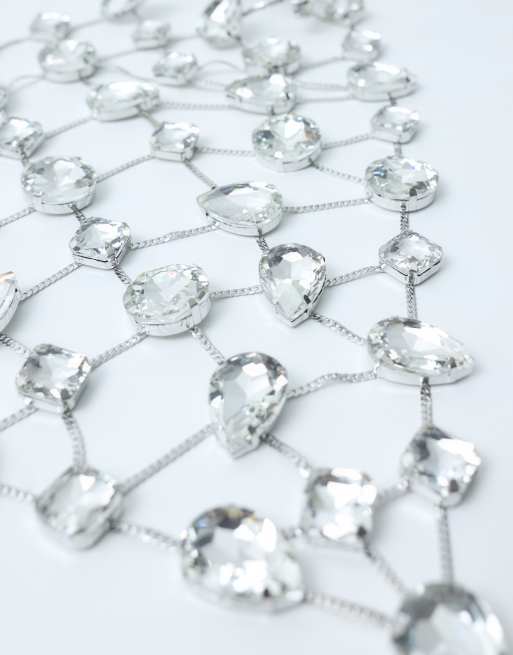 ASOS DESIGN Limited Edition belly chain with crystal embellishment in silver tone, 3 of 4