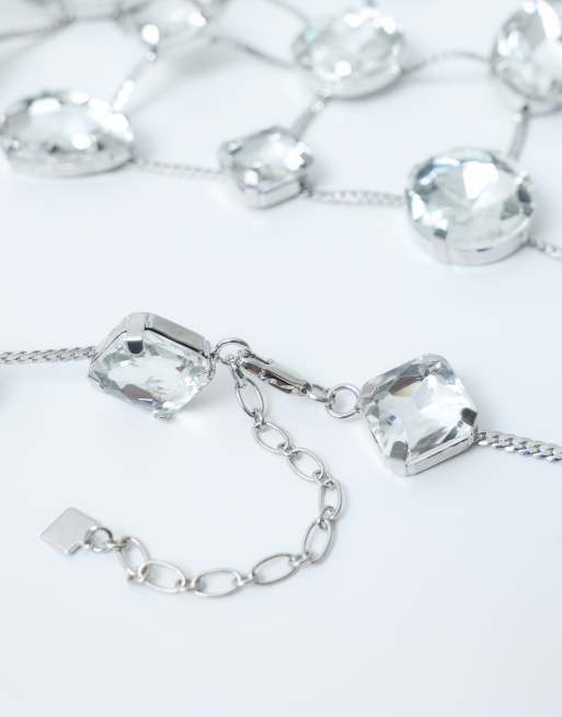 ASOS DESIGN Limited Edition belly chain with crystal embellishment in silver tone, 4 of 4