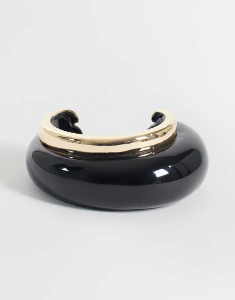 ASOS DESIGN Limited Edition bracciale rigido in nero e tonalità oro - view 1