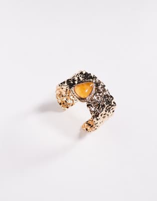 Asos Design Limited Edition Cuff Bracelet With Abstract Textured Molten