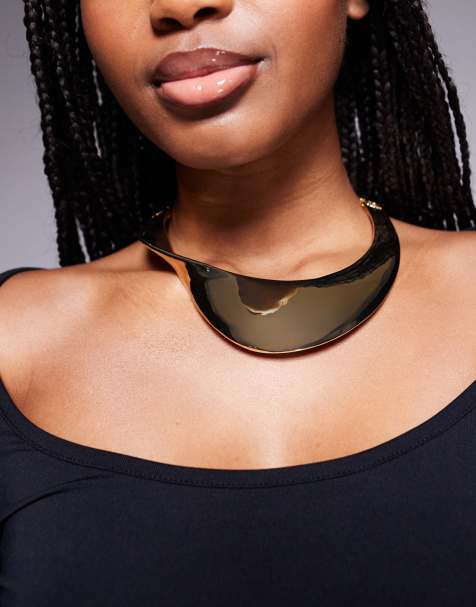 ASOS DESIGN - Limited Edition - Guldfarvet torque-choker-halsbånd med bredt abstrakt snoet design - view 1