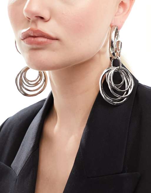 ASOS DESIGN faux clip on hoop earrings in silver tone