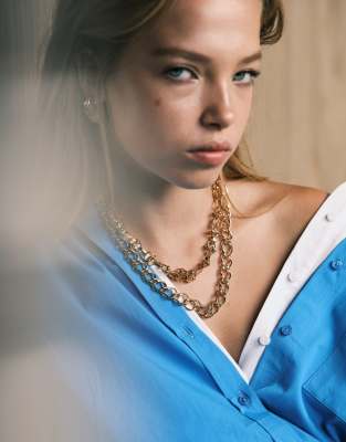 Asos Design Limited Edition Multi-pack Of Necklaces With Chunky Chain Details In Gold