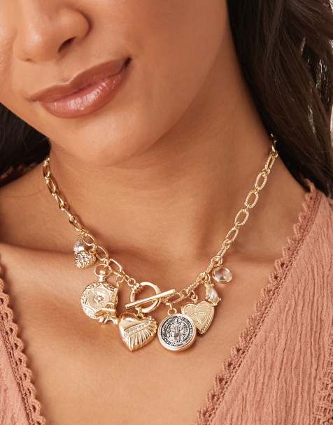 ASOS DESIGN Limited Edition necklace  with eclectic charm details in gold tone - view 1