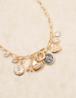 Asos Design Limited Edition Necklace With Eclectic Charm Details In Gold