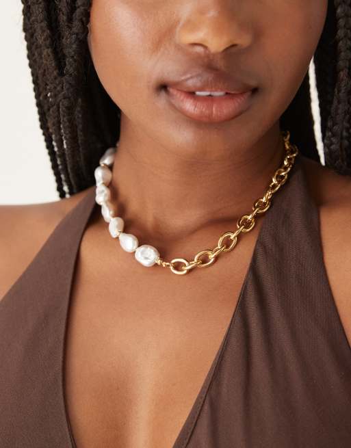 ASOS DESIGN Limited Edition necklace with pearl and chain detail