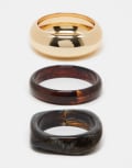 [ASOS DESIGN] ASOS DESIGN Limited Edition pack of 3 bangles with resin and metal detail in multi No Size Multi