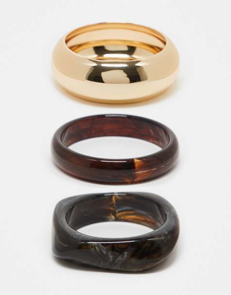 ASOS DESIGN - Limited Edition-pakke med 3 armringe i resin og metaldetaljer med forskellige farver - view 1