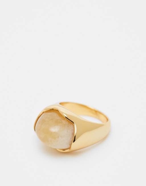 ASOS DESIGN – Limited Edition – Ring mit Bernstein-Halbedelstein und 14k-Vergoldung