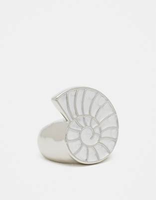 ASOS DESIGN - Limited Edition - Ring mit natürlichem Muschel-Design-Silber