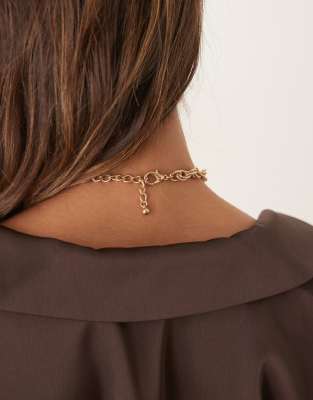 Asos Design Limited Edition Short Necklace With Petal Drop Charms Pendants In Gold