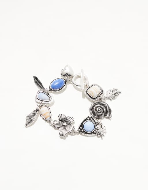 ASOS DESIGN – Limited Edition – Silverfärgat armband med syntetiska halvädelstenar och berlocker, 2 av 3