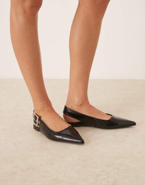 ASOS DESIGN - Linear - Ballerines à bride arrière avec détail boucle - Noir - view 1
