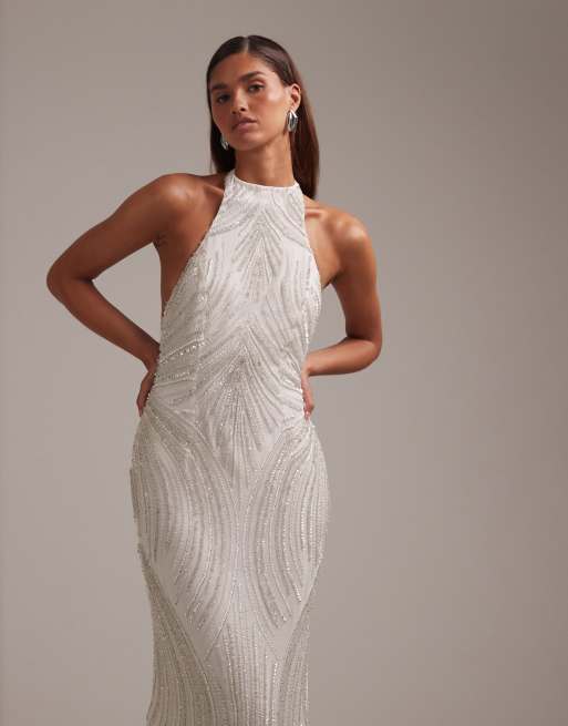 asos white backless dress Rhiae Maxi Dress White main image 1