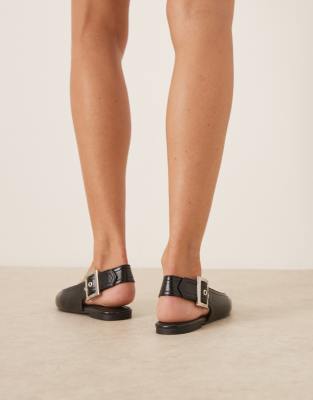 ASOS DESIGN LINEAR BUCKLE DETAIL SLINGBACK BALLET FLATS 