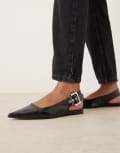 [ASOS DESIGN] ASOS DESIGN Linear buckle detail slingback ballets in black 36 BLACK