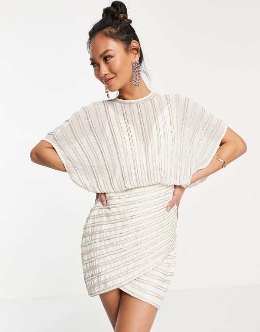 Asos design mini dress with wrap skirt hotsell