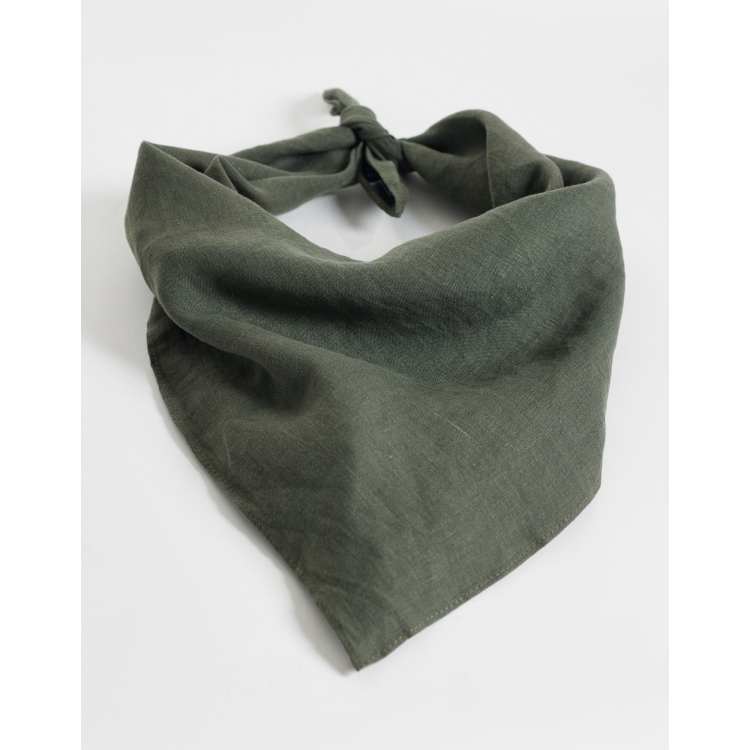 ASOS DESIGN linen bandana in khaki