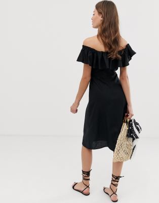 bardot linen dress