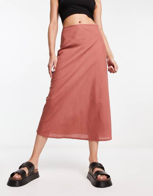 Asos linen outlet midi skirt