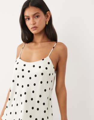Asos Design Linen Blend 90s Scoop Neck Cami Top In Multi