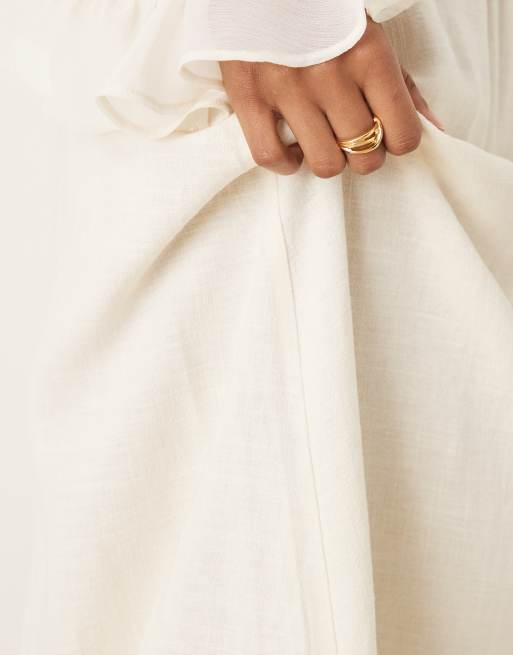 ASOS DESIGN linen blend a-line maxi skirt in ivory, 4 of 5