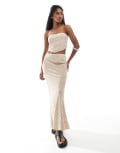 [ASOS DESIGN] ASOS DESIGN linen blend bias maxi skirt in natural stripe (part of a set)-Multi 18 stripe
