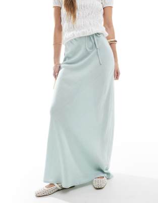Asos Design Linen Blend Bias Maxi Skirt