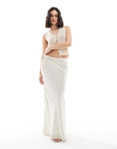 Abercrombie & Fitch bias cut linen blend maxi skirt in white