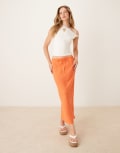 [ASOS DESIGN] ASOS DESIGN linen blend bias midi skirt in orange 16 orange
