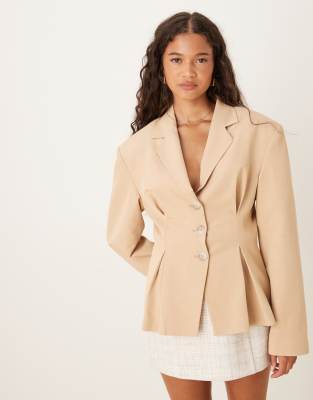 Asos Design Linen Blend Cinched Waist Blazer