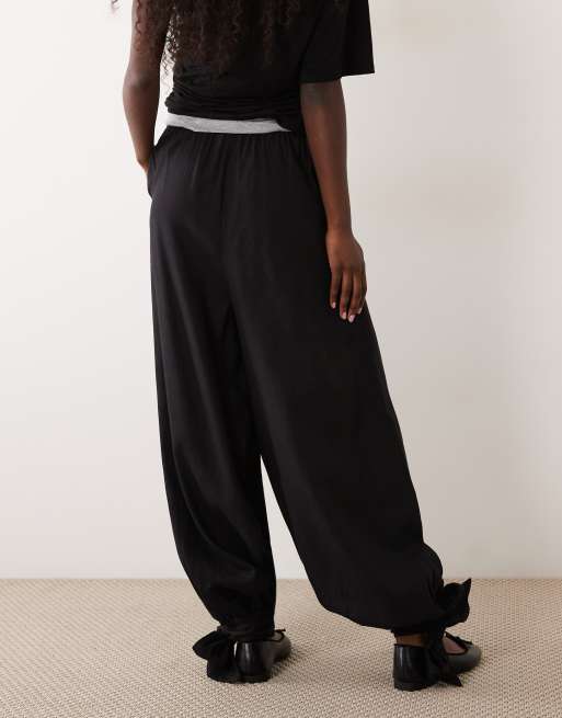 ASOS DESIGN linen blend co-ord balloon trouser in black, 5 of 5