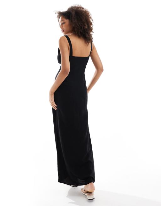 knee length dresses for ladies The Linen A-Line Midi Dress