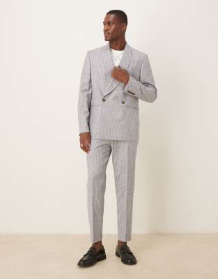 Asos Design Linen Blend Double Breasted Regular Suit Jacket