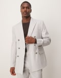 [ASOS DESIGN] ASOS DESIGN linen blend double breasted regular suit jacket in pebble-Grey Chest 44 Regular Pebble