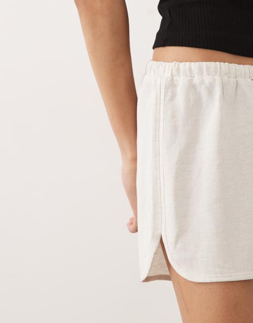 ASOS DESIGN linen blend micro runner short in natural, 4 of 5