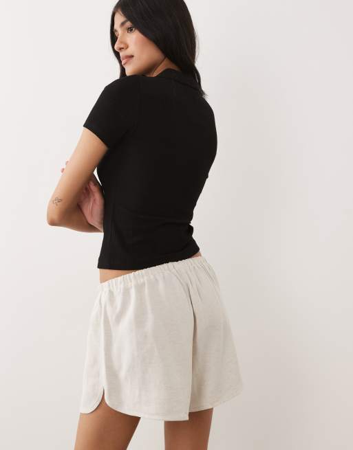 ASOS DESIGN linen blend micro runner short in natural, 5 of 5