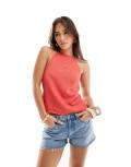 [ASOS DESIGN] ASOS DESIGN linen blend open back cami top in red 6 red