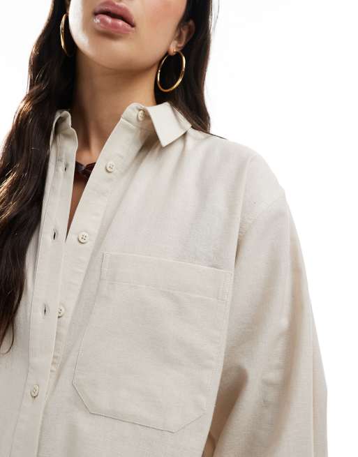 ASOS DESIGN linen blend oversized shirt in natural