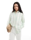 [ASOS DESIGN] ASOS DESIGN linen blend oversized shirt in wide stripe-Multi 18 white