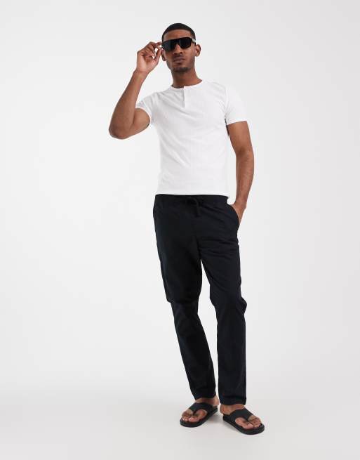ASOS DESIGN linen blend pants in black, 2 of 5